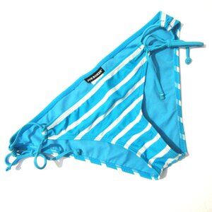Joe Boxer Blue & White Striped Adjustable Side Tie Bikini Swim Bottoms M